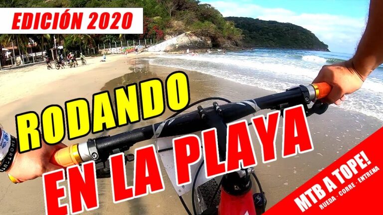 Rodando en la playa con bicicleta de montaña